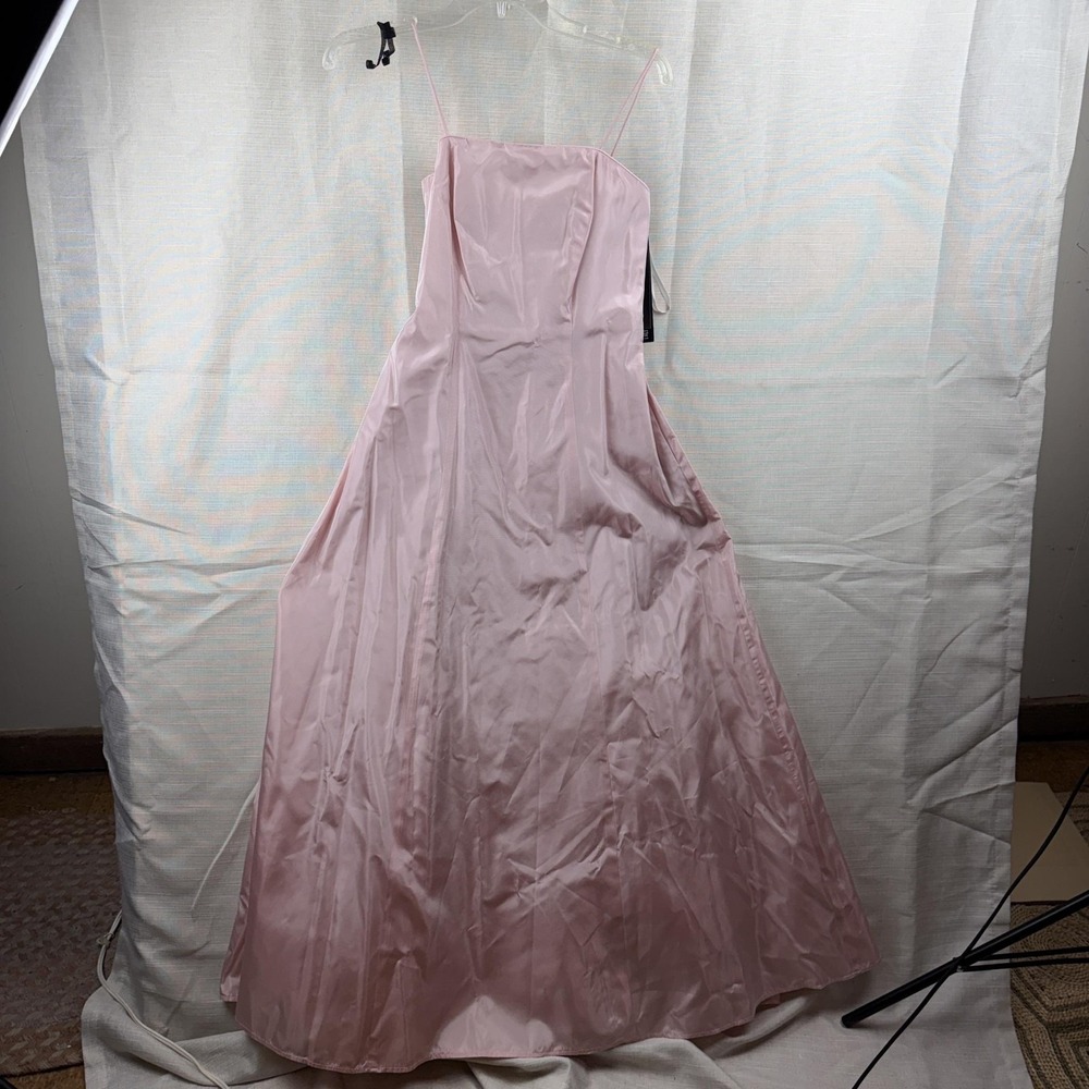 Y2K Alex Evenings Dress Womens 2P Pink Satin Square Neck Maxi‎ Ball Gown Formal